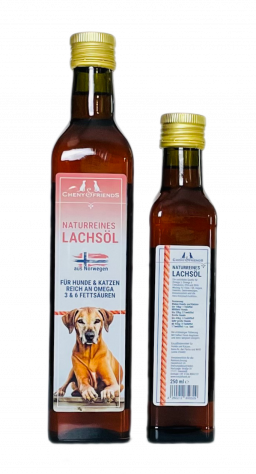 Preview: Lachsöl mit Ausgießer - braune Flasche